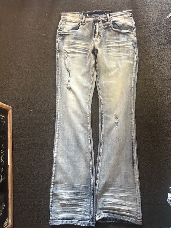 Copper Rivet Denim - Men 36/36 Light Blue Distressed Flare Jeans 070726